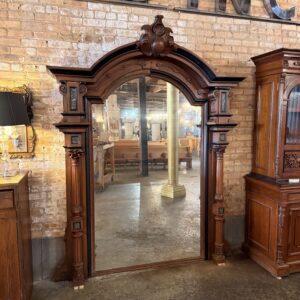 Victorian Walnut Mahogany Carved Pier Mirror