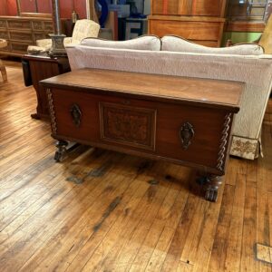 Walnut and Cedar Chest with Carved Painted Medallion