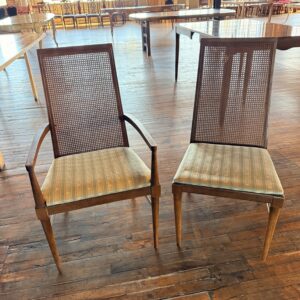 MCM Lane Cane Dining Chair w/ Teal Upholstery