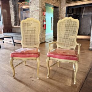 Ivory Dining Chair w Pink Cushion