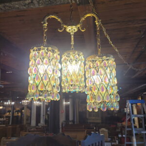 Vintage 12 Bulb Aurora Boralis Crystal Pendant Light
