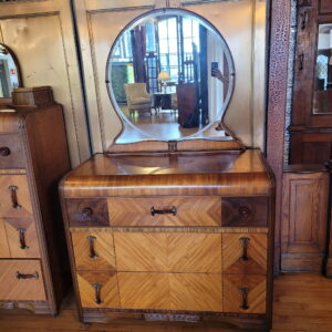 Albert Furniture Co. Art Deco Waterfall Vanity Dresser w Mirror