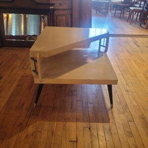 MCM Blonde Corner Table w Black Legs