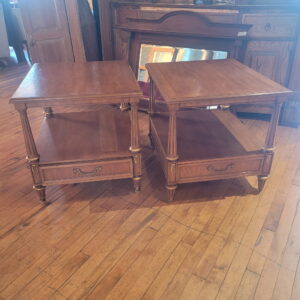John Colby 2 Tiered Side Table w Gold Accents