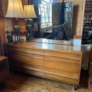 MCM 9 Drawer Lowboy Dresser w/Mirror
