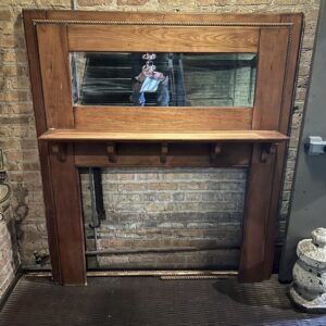 Maple Full Fireplace Mantel w Twisted Trim and Beveled Mirror