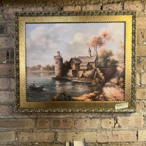 Oil painting of Cottage in Gold Frame