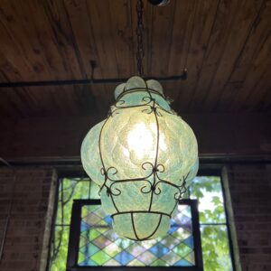 Vintage Blown Glass Blue Pendant Light