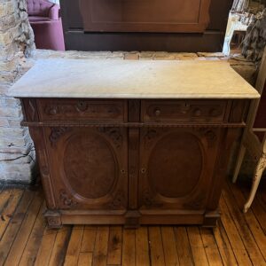 Victorian 2 Drawer 2 Door Sideboard Buffet w Marble Top