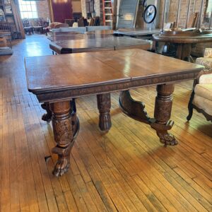 Antique Carved Quarter Sawn Oak Lions paw Dining Table