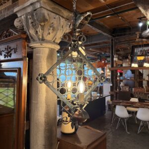 Vintage 2 Bulb Iron Trellis Pendant Light