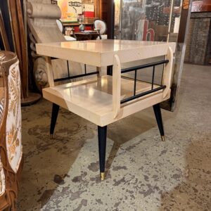 MCM Blonde Square Side Table w Black Legs