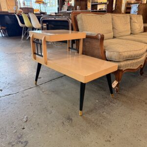 MCM Blonde Rectangle Side Table w Black Legs
