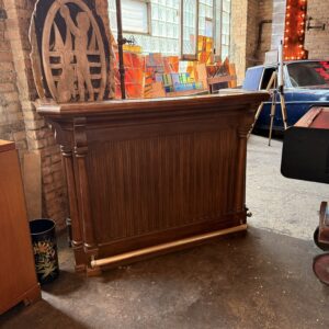 Vintage Oak Bar w Brass Top and Brass Foot Rail
