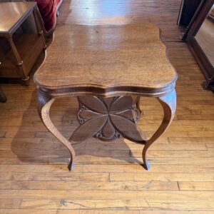 Antique Oak Carved Flower Parlor Table