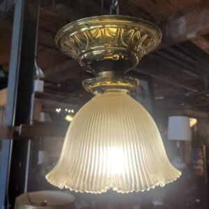 Brass Flush Mount with Ribbed Glass