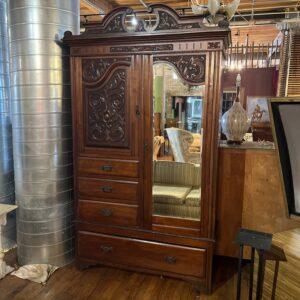 Victorian Walnut Carved 2 Door 4 Drawer Armoire