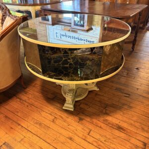 Round Rotating Mirrored Library Table