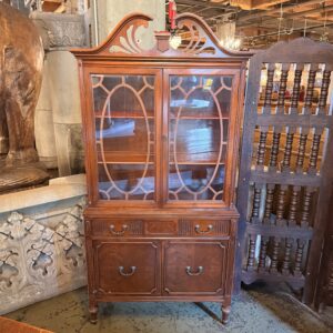 Carved Mahogany 2 Glass Door Hutch