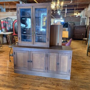 Antique Oak 2 pc Built In Cabinet 6 Doors