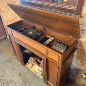 Wood Faux Fireplace Mantel / Record Cabinet
