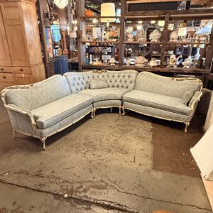French Provincial 3 pc Blue Sectional Sofa