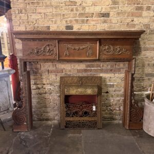 Antique Carved Half Fireplace Mantel