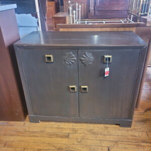 Matte Brown Brushed Liquor Cabinet w Gold Handles