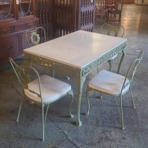 Green Wrought Iron Table and 4 Chairs set