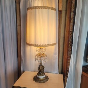 Cherub & Crystal Brass Table Lamp