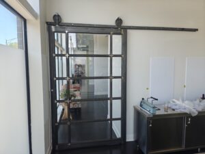 Industrial Sliding Steel and Glass Door w Hardware