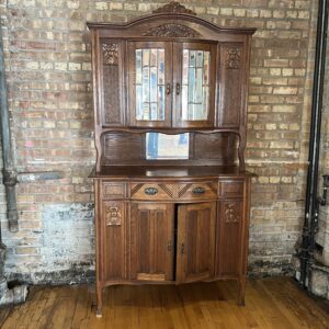 Antique Carved Belgian Hutch w Key