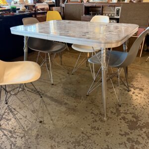 Vintage Charcoal Floral Table w Chrome Legs