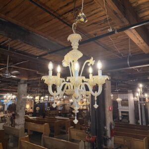 Murano Glass 5 Bulb Chandelier w Daffodil