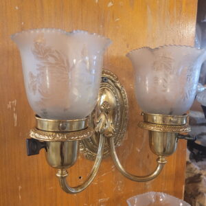 PAIR Antique Sconce w Etched Glass Shade