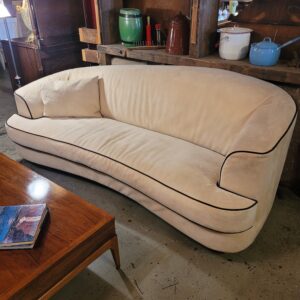 Mariani Italian Cream Sofa w/Black Piping & Curved Back