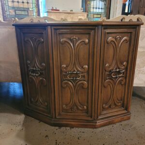 Carved Wood Scroll Front Narrow Entry Table