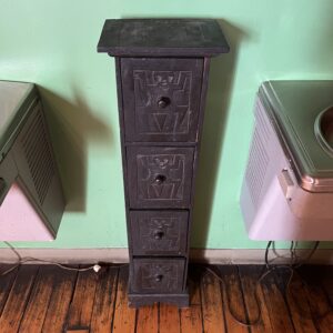 Black Narrow Carved 4 Drawer Cabinet