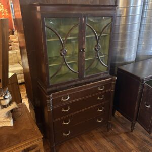 Art Deco Walnut 2 Door 4 Drawer Hutch