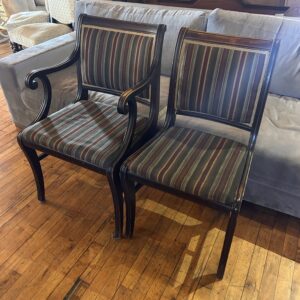 Art Deco Dining Chair w Striped Upholstery