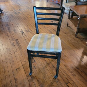 Black Dining Chair with Yellow Striped Upholstery