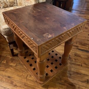 Carved Edge Butcher Block Side Table