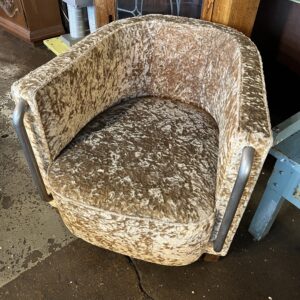 1940s Brown and Ivory Arm Chair with Chrome Handles