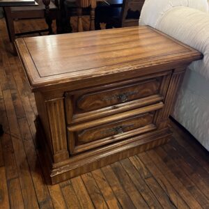 Vintage Oak Side Table w 2 Drawers