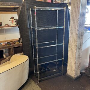 Chrome and Brass Display Cabinet w Glass Shelves